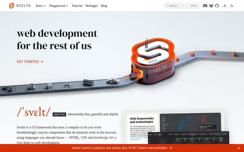 Screenshot of the Svelte homepage