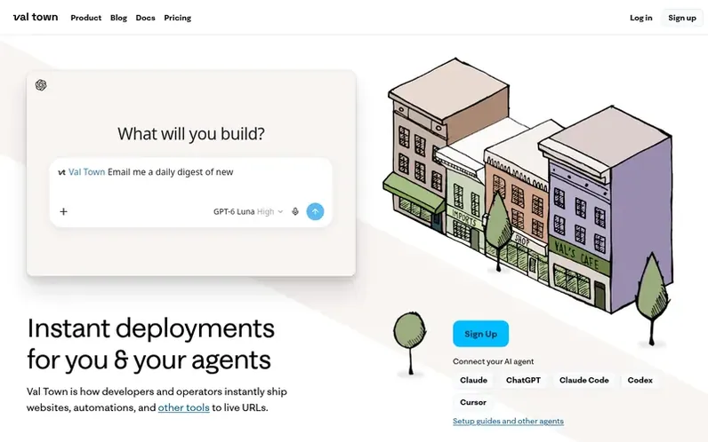 Screenshot of the Val Town homepage