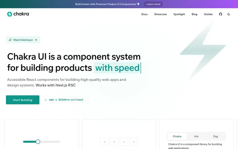 Screenshot of the Chakra UI homepage