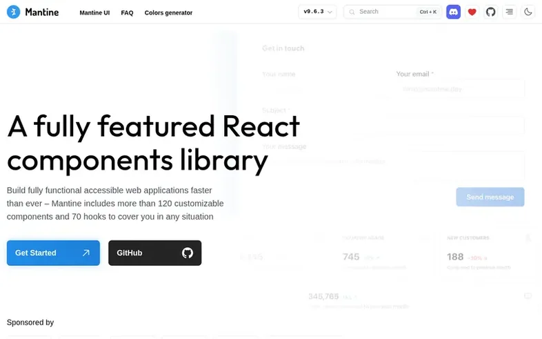 Screenshot of the Mantine homepage